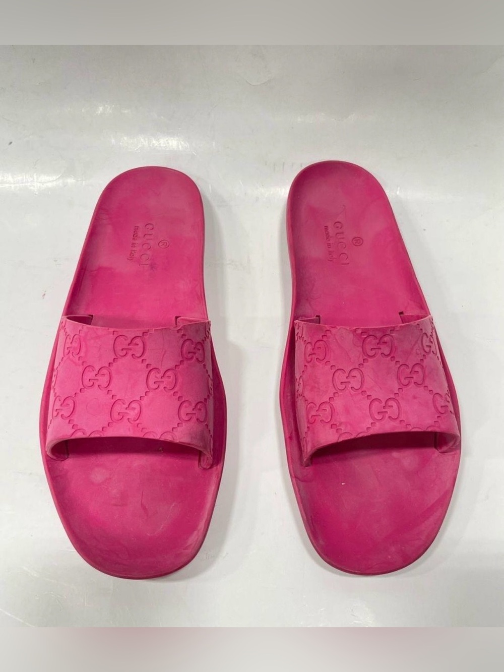 Gucci Hot Pink Logo Slide Sandals